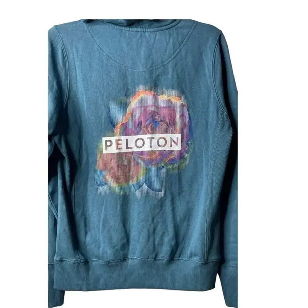 Peloton Activewear Digi Bloom Lightweight Full Zip Up‎ Hoodie Sweatshirt Medium